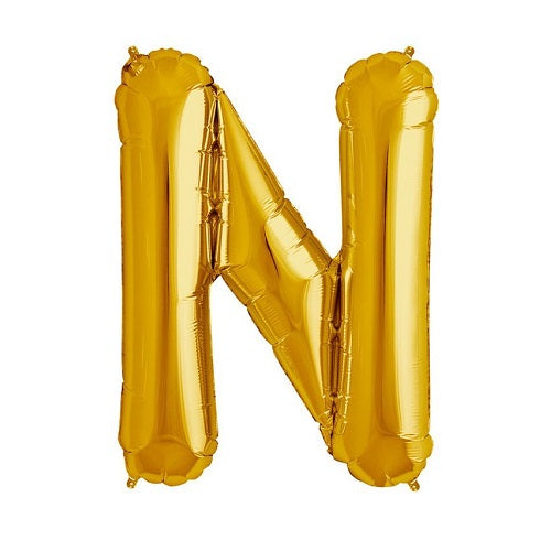 16" Foil Alphabet Balloons- Golden (Letter N)