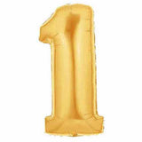 Golden alphabet and number foil balloons for personalized party displays from Funzoop The Party Shop