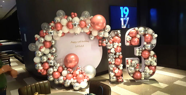 Half Arch Balloons Arrangement & Number Milestone Combo