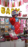 Happy Anniversary Foil Balloon Arrangement shown as a styling reference, with additional decorations separate from the balloon in this listing.