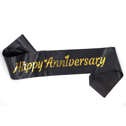 Happy Anniversary Party Sash - Black
