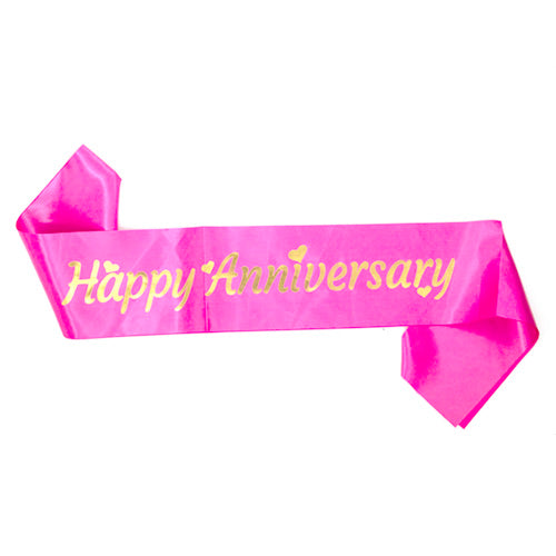 Happy Anniversary Party Sash - Dark Pink