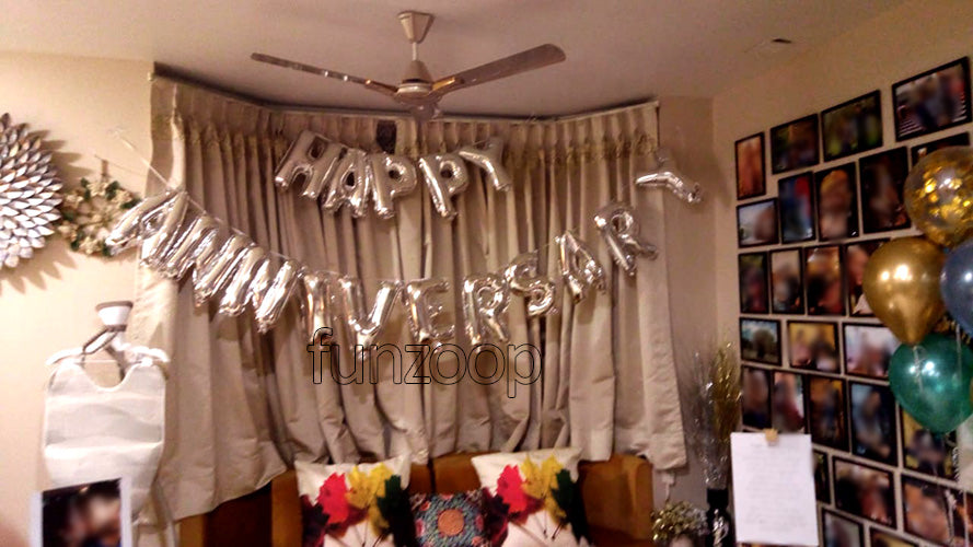 Happy Anniversary Silver Foil Banner Decoration - Funzoop 