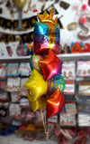 Happy Birthday 7 Pcs Party Crown Celebrations Foil Balloons Set - Helium Iinflated
