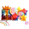 Happy Birthday 7 Pcs Party Crown Celebrations Foil Balloons Set - Uninflated