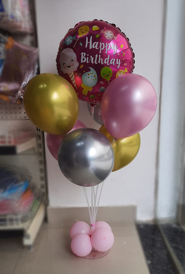 Happy Birthday balloon stand with candy and ice cream design by Funzoop, Gurgaon