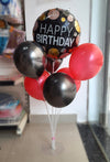Happy Birthday balloon stand with red balloons and polka-dot foil balloon by Funzoop, Gurgaon