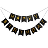 HAPPY BIRTHDAY Black Golden Letters Wall Banner  - Full - Funzoop