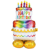 Happy Birthday Cake 3-in-1 Cluster Foil Centerpiece - Funzoop The Party Shop