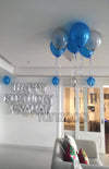 Happy Birthday Foil Balloons Banner Silver In Use - Funzoop