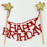 Happy Birthday Golden Stars Cake Topper - Funzoop