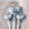 Happy Birthday Heart Shaped Chrome Candles Set [3 Pcs] - Silver- Funzoop