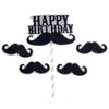 Happy Birthday Mustache Cake Toppers Set [5 Pcs] - Funzoop The Party Shop