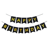 HAPPY BIRTHDAY Paper Flags Wall Banner Black - Funzoop The Party Shop