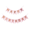 HAPPY BIRTHDAY Paper Flags Wall Banner Pink - Funzoop The Party Shop