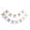 HAPPY BIRTHDAY Paper Flags Wall Banner White - Funzoop The Party Shop