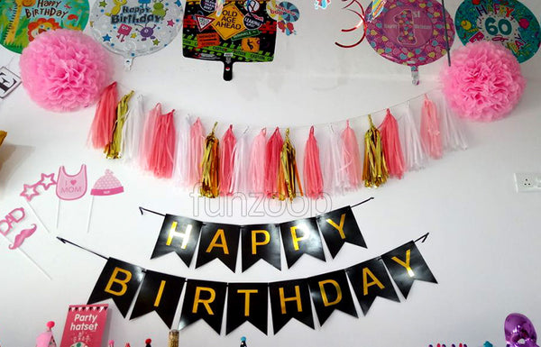 Happy Birthday Pom Pom Tassel Banner