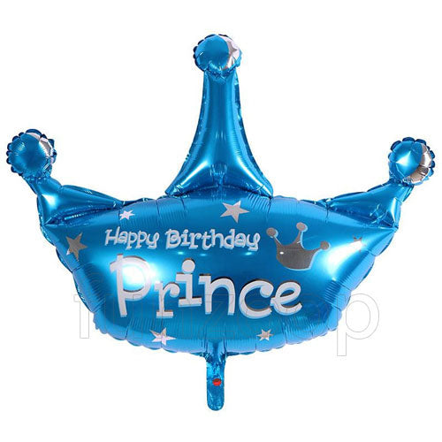 Happy Birthday Prince Crown Shape Foil Balloon shown as a product reference for baby showers, welcome-baby occasions and family celebrations and a coordinated party display.