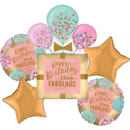 Happy Birthday Stay Fabulous 5 in 1 Foil Balloons Bouquet Set [5 Pcs] - Funzoop