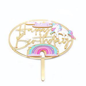Happy Birthday Unicorn Rainbow Cake Topper - Funzoop The Party Shop