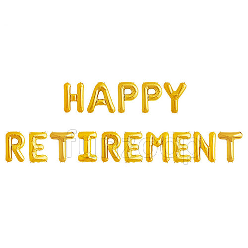 HAPPY RETIREMENT Foil Balloons Banner - Golden - Funzoop