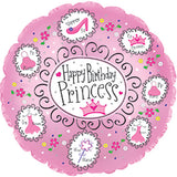 18" Happy Birthday Princess Foil Balloon - Funzoop