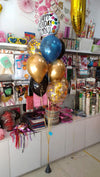 Helium Balloon Bouquet (BQ01) Happy Birthday Polka Blue - Funzoop