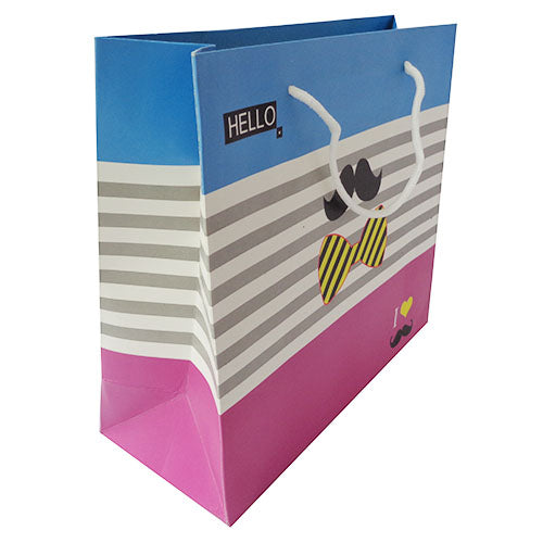 I Love Mustache & Bow Printed Gift Bag - Funzoop