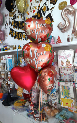 I Love You Hearts Theme 5 in 1 Foil Balloons Bouquet Set [5 Pcs] Helium Inflated Bunch - Funzoop
