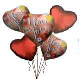 I Love You Hearts Theme 5 in 1 Foil Balloons Bouquet Set [5 Pcs] - Funzoop