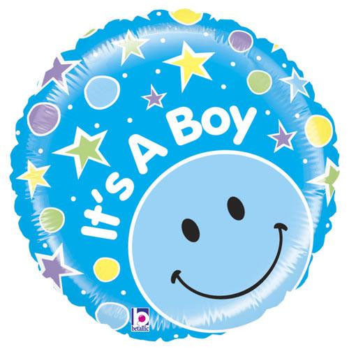 It's a Boy Baby Arrival Helium Foil Balloon, 21 Inch shown as a product reference for baby showers and welcome-baby celebrations, with its themed design visible.