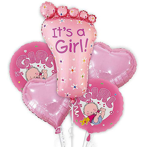 It's a Girl 5 in 1 Foil Balloons Bouquet Set [5 Pcs] - Funzoop