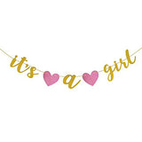 It's A Girl Golden Glitter Banner - Funzoop
