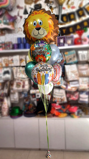Jungle Theme Happy Birthday Candles Helium Balloons Bouquet