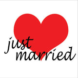 Just Married photo booth placard with wedding celebration message from Funzoop The Party Shop