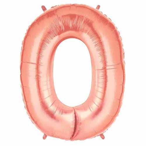 40" Large Foil Number Balloons- Rose Gold (Digit 0) - Funzoop