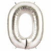 40" Large Foil Number Balloons- Silver (Digit 0) - Funzoop
