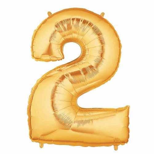 40" Large Foil Number Balloons- Golden (Digit 2) - Funzoop