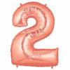 40" Large Foil Number Balloons- Rose Gold (Digit 2) - Funzoop