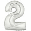 40" Large Foil Number Balloons- Silver (Digit 2) - Funzoop