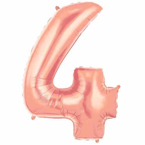 40" Large Foil Number Balloons- Rose Gold (Digit 4) - Funzoop