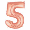 40" Large Foil Number Balloons- Rose Gold (Digit 5) - Funzoop