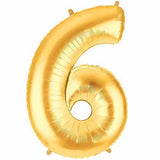 40" Large Foil Number Balloons- Golden (Digit 6) - Funzoop