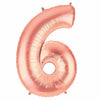 40" Large Foil Number Balloons- Rose Gold (Digit 6) - Funzoop