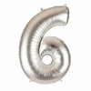 40" Large Foil Number Balloons- Silver (Digit 6) - Funzoop