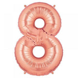 40" Large Foil Number Balloons- Rose Gold (Digit 8) - Funzoop