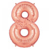 40" Large Foil Number Balloons- Rose Gold (Digit 8) - Funzoop