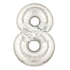 40" Large Foil Number Balloons- Silver (Digit 8) - Funzoop
