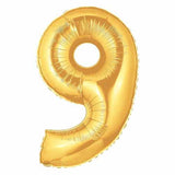 40" Large Foil Number Balloons- Golden (Digit 9) - Funzoop