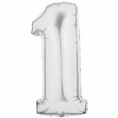 Large silver number foil balloon for birthday and milestone celebration decoration from Funzoop The Party Shop